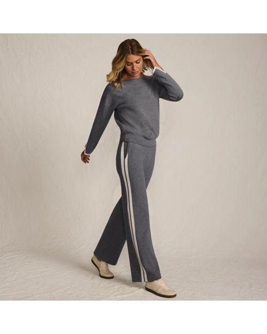 Lands' End Gray Jerseyhose Mit Streifendetail, Damen, Größe:32-34 Petite, By