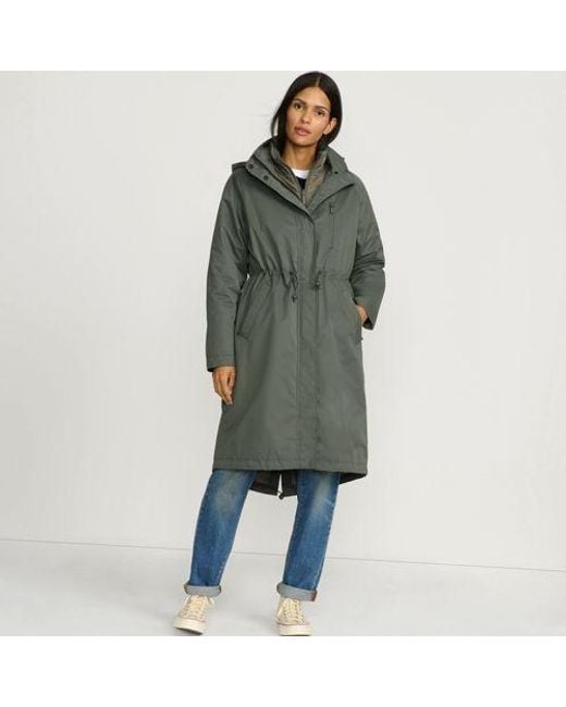 Lands' End Green Wasserdichter 4-In-1-Regenmantel, Damen, Größe:32-34 Regular, Nylon, By