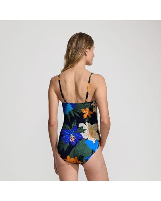 Lands' End Blue Bandeau-Badeanzug Slender, Damen, Größe Regular, Elasthan/Nylon-Mischung, By