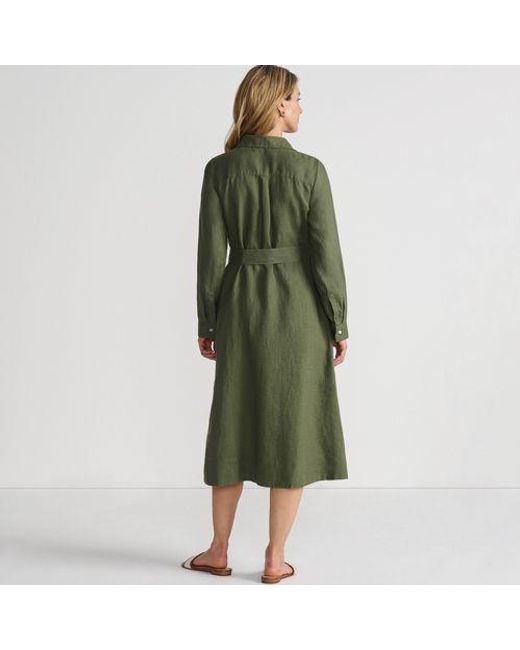 Lands' End Green Leinen-Midikleid, Damen, Größe:32-34 Regular, By