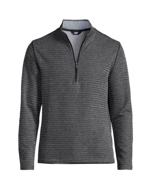 Lands' End Pullover Mit Troyer-Kragen Und Fischgrät-Struktur, Herren, Größe:44-46 Regular, Baumwoll-Mischung/Polyester-Mischung, By in Gray für Herren