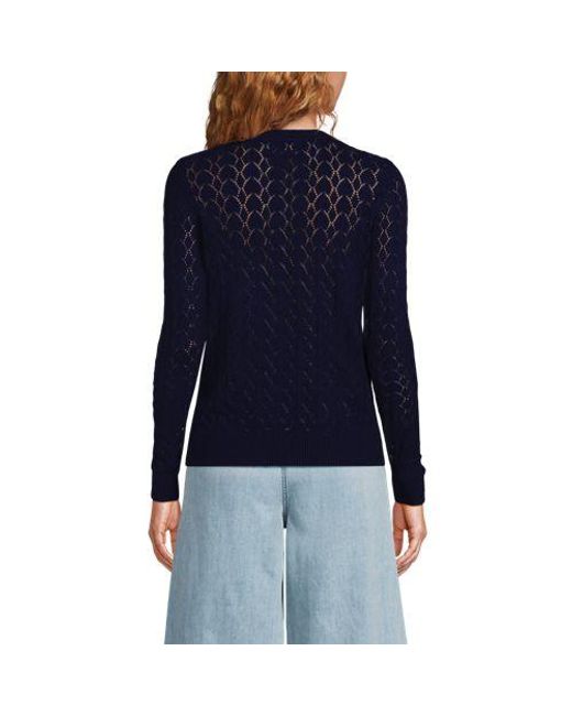 Lands' End Blue Ajourpullover Aus Baumwollmix, Damen, Größe:32-34 Regular, Viskose/Baumwoll-Mischung/Nylon-Mischung, By