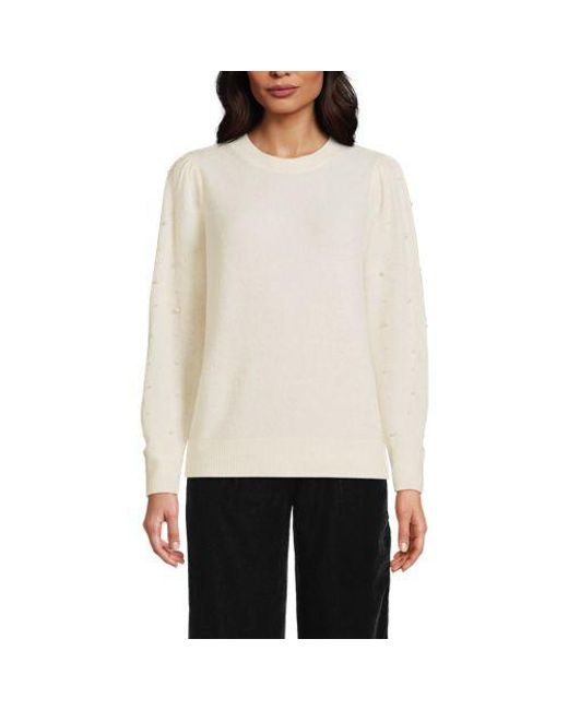 Lands' End Natural Pullover Mit Perlenärmeln, Damen, Größe:32-34 Regular, Polyacryl/Woll-Mischung, By