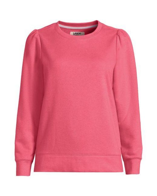 Lands' End Pink Sweatshirt SERIOUS SWEATS mit Puffärmeln