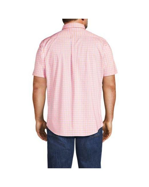 Lands' End Ultimativ-Hemd Mit Kurzen Ärmeln, Classic Fit, Herren, Größe:44-46 Regular, Elasthan/Baumwoll-Mischung/Polyester-Mischung, By in Pink für Herren