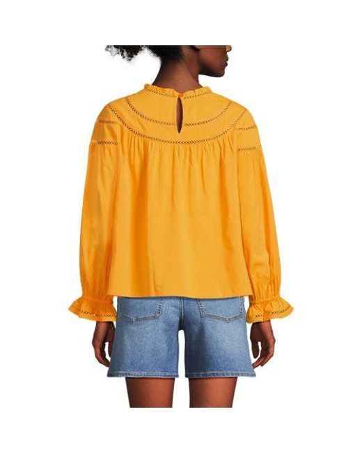 Lands' End Orange Voile-Bluse Aus Baumwollmix, Damen, Größe:32-34 Regular, Baumwoll-Mischung/Viskose-Mischung/Baumwolle Modal, By
