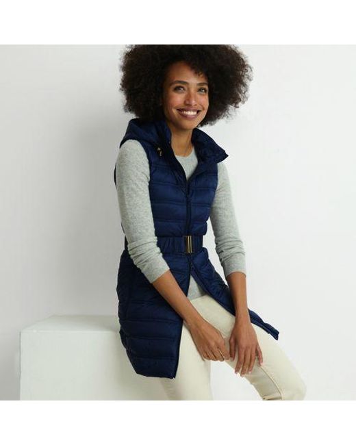 Lands' End Blue Daunenweste Wanderweight Verstaubar Ultraleicht Mit Gürtel, Damen, Größe:32-34 Regular, Nylon, By