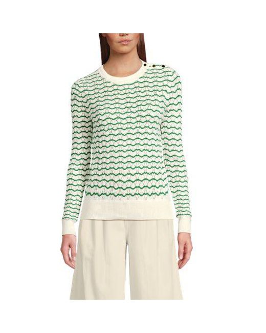 Lands' End Blue Ajourpullover Aus Baumwollmix, Damen, Größe:32-34 Regular, Viskose/Baumwoll-Mischung/Nylon-Mischung, By