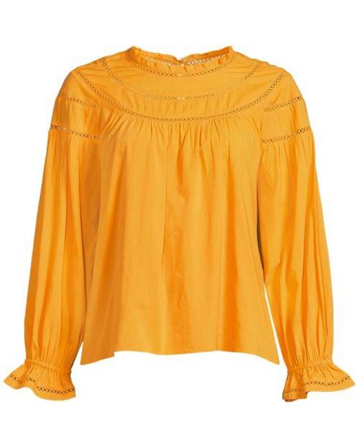 Lands' End Orange Voile-Bluse Aus Baumwollmix, Damen, Größe:32-34 Regular, Baumwoll-Mischung/Viskose-Mischung/Baumwolle Modal, By