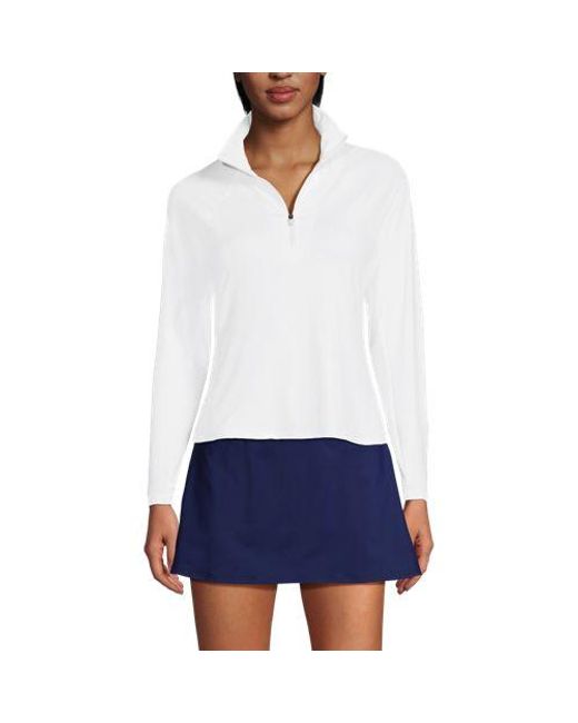 Lands' End White Langarm-Badeshirt Mit Reißverschluss, Damen, Größe:32-34 Regular, Elasthan/Nylon-Mischung, By