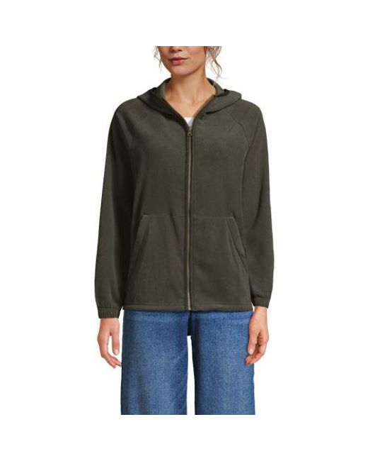 Lands' End Green Anyweather Fleece-Jacke Mit Kapuze, Damen, Größe:32-34 Regular, Polyester, By