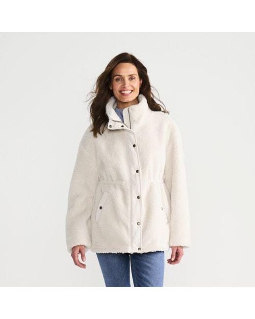 Lands' End White Gefütterte Teddyjacke, Damen, Größe:32-34 Regular, Polyester, By