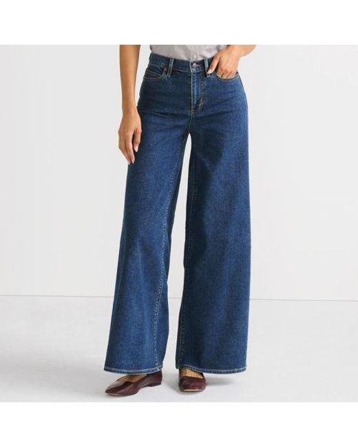 Lands' End Blue Recover Jeans High Waist Mit Extraweitem Bein, Damen, Größe:34 Petite, Elasthan/Baumwoll-Mischung/Polyester-Mischung, By