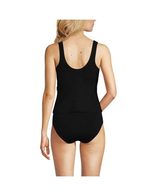 Lands' End Black Tankini-Top Mit Seitlichem Bindeband, Damen, Größe Plus, Elasthan/Polyester-Mischung/Nylon-Mischung, By