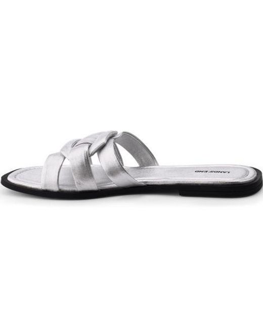 Lands' End White Leder-Sandalen, Damen, Größe Regular, Leder, By