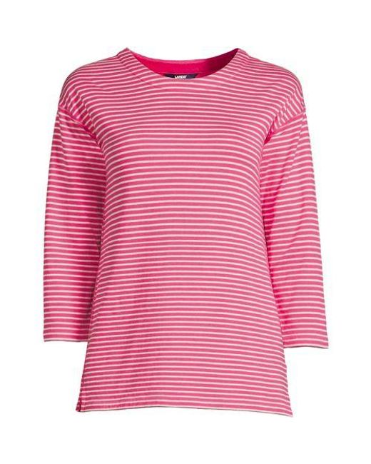 Lands' End Pink Doppeljerseyshirt mit 3/4-Ärmeln
