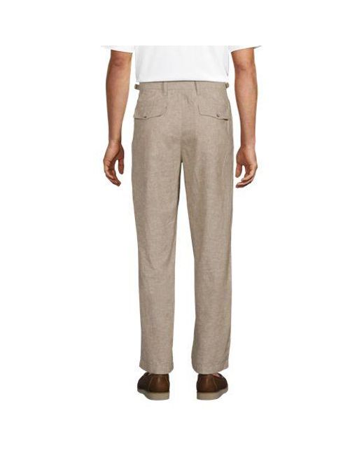 Lands' End Baumwoll-Leinenhose Mit Kellerfalten, Herren, Größe Regular, Leinen/Baumwoll-Mischung, By in Natural für Herren