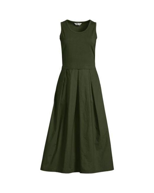 Lands' End Green Ausgestelltes Ärmelloses Midikleid, Damen, Größe:32-34 Regular, Baumwolle/Baumwoll-Mischung, By