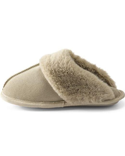 Lands' End Natural Veloursleder-Pantoffeln, Damen, Größe Regular, By