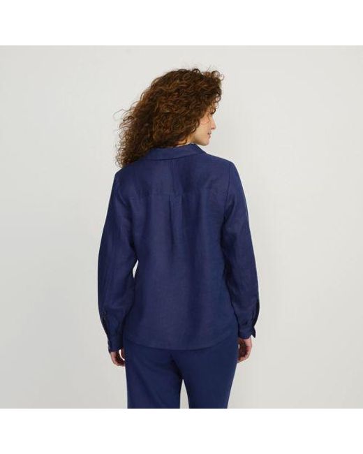 Lands' End Blue Leinen-Schlupfbluse, Damen, Größe:32-34 Petite, By