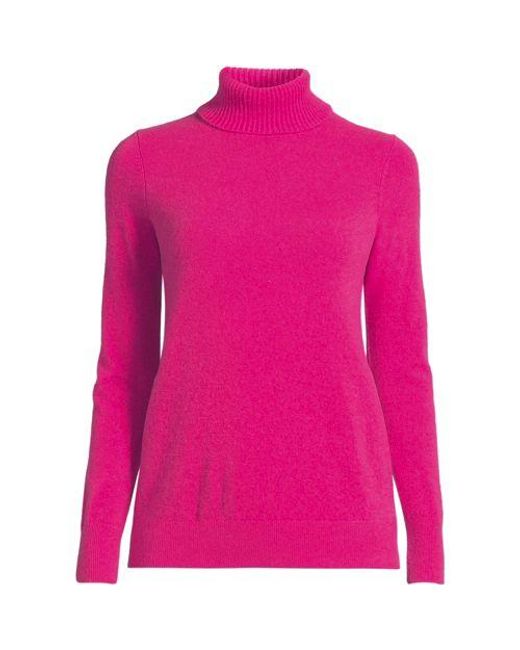 Lands' End Pink Rollkragen-Pullover aus Kaschmir