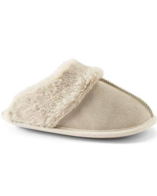 Lands' End Natural Veloursleder-Pantoffeln, Damen, Größe Regular, By
