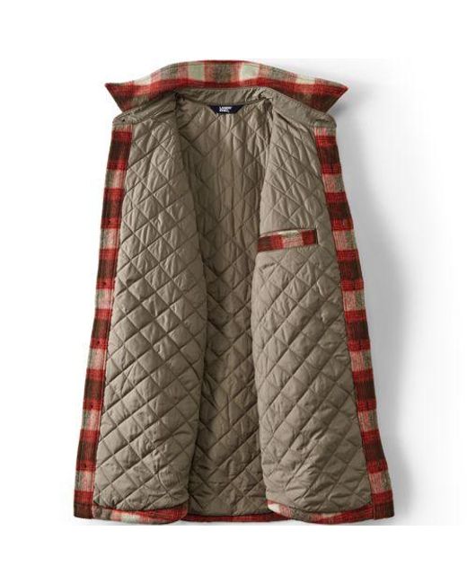 Lands' End Hemdjacke Aus Gebürstetem Flanell Und Stepp, Herren, Größe:44-46 Regular, Woll-Mischung/Polyester-Mischung, By in Brown für Herren