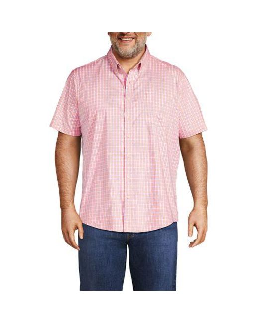 Lands' End Ultimativ-Hemd Mit Kurzen Ärmeln, Classic Fit, Herren, Größe:44-46 Regular, Elasthan/Baumwoll-Mischung/Polyester-Mischung, By in Pink für Herren