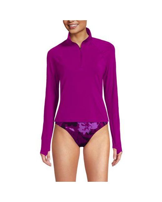 Lands' End Purple Langarm-Badeshirt Mit Reißverschluss, Damen, Größe:32-34 Regular, Elasthan/Nylon-Mischung, By