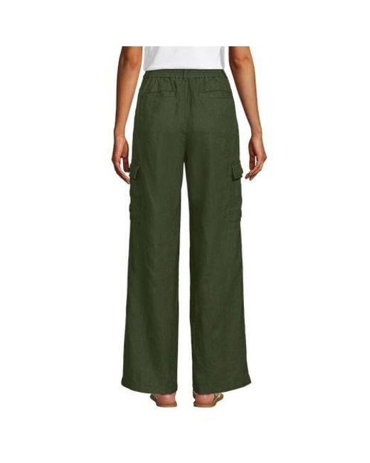 Lands' End Green Leinen-Cargohose Mit Weitem Bein, Damen, Größe:34 Regular, Leinen, By