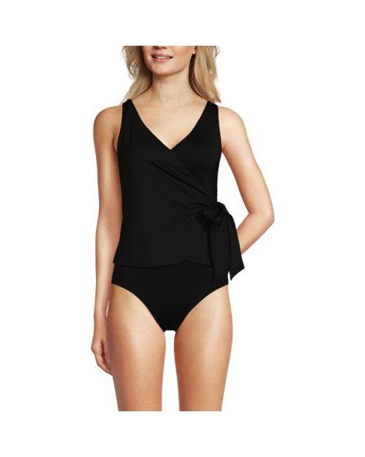 Lands' End Black Tankini-Top Mit Seitlichem Bindeband, Damen, Größe Plus, Elasthan/Polyester-Mischung/Nylon-Mischung, By