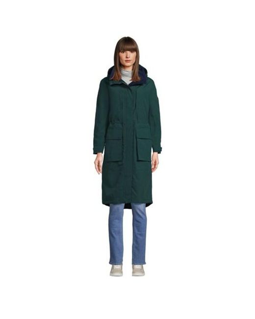 Lands' End Squall Waterproof Stadium Long Coat in Green | Lyst UK