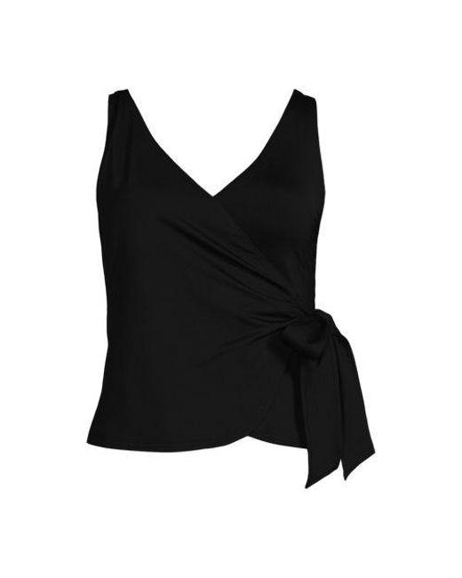 Lands' End Black Tankini-Top Mit Seitlichem Bindeband, Damen, Größe Plus, Elasthan/Polyester-Mischung/Nylon-Mischung, By