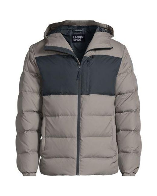 Lands' End Daunen-Steppjacke Mit Kapuze, Herren, Größe:44-46 Regular, Polyester/Nylon/Daunen, By in Gray für Herren