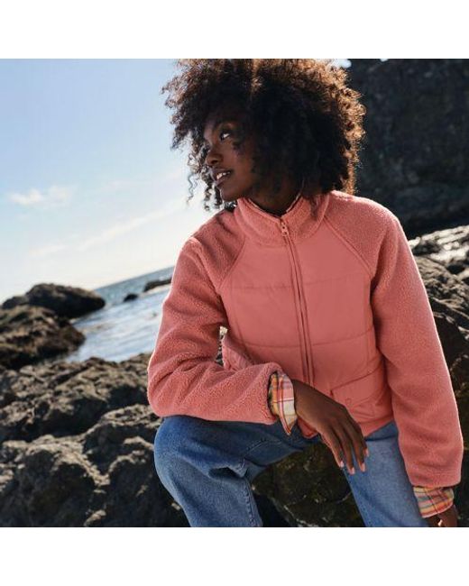 Lands' End Red Steppjacke Mit Teddy-Ärmeln, Damen, Größe:32-34 Regular, Polyester, By