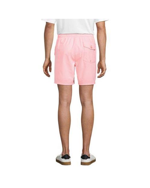 Lands' End Seersucker-Badeshorts Mit Hydroliner, 18 Cm, Herren, Größe:44-46 Regular, Elasthan/Polyester-Mischung, By in Pink für Herren