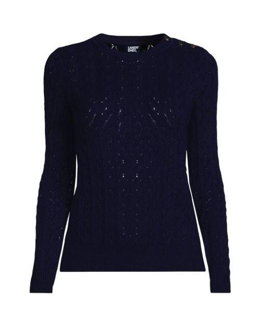 Lands' End Blue Ajourpullover Aus Baumwollmix, Damen, Größe:32-34 Regular, Viskose/Baumwoll-Mischung/Nylon-Mischung, By