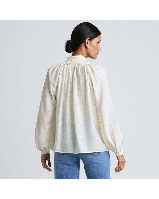 Lands' End White Schluppenbluse Mit Ballonärmeln, Damen, Größe:32-34 Regular, Nylon/Viskose, By