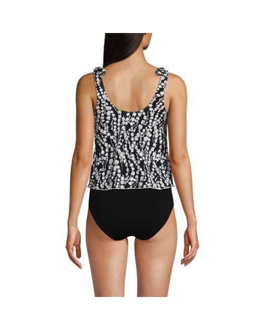 Lands' End Black Tankini-Top Mit Geknoteten Trägern Und Flattersaum, Damen, Größe:34 Regular, Elasthan/Nylon-Mischung, By