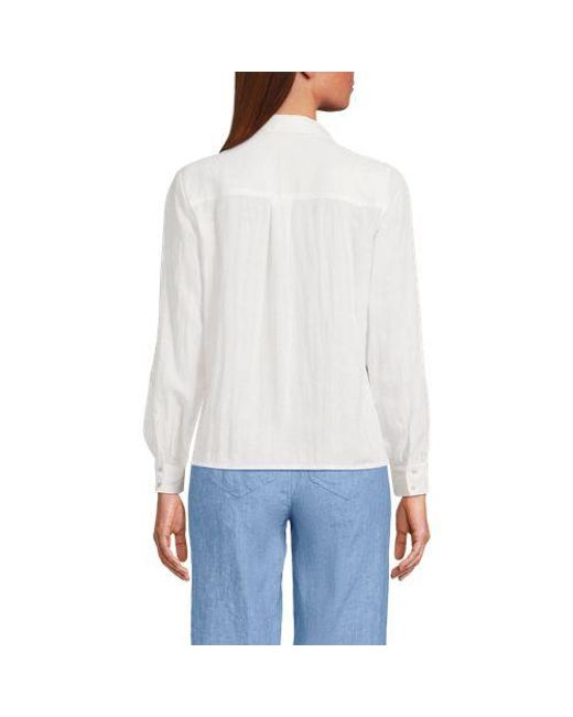 Lands' End White Leinen-Schlupfbluse, Damen, Größe:32-34 Petite, By