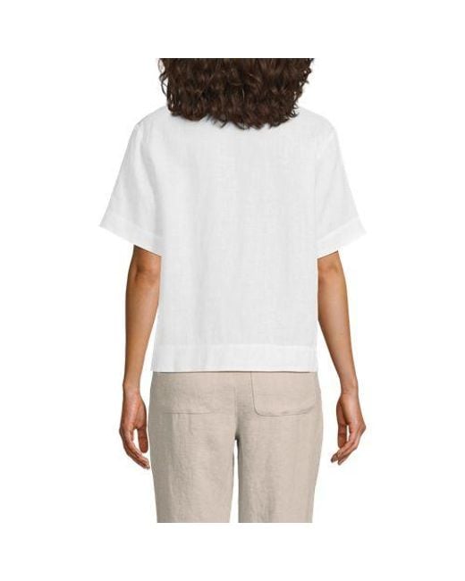 Lands' End White Kurzarm-Leinenhemd, Damen, Größe:32-34 Petite, Leinen, By