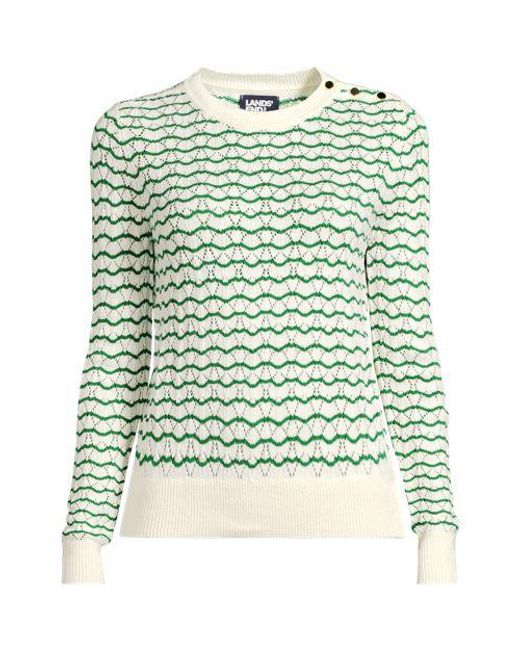 Lands' End Blue Ajourpullover Aus Baumwollmix, Damen, Größe:32-34 Regular, Viskose/Baumwoll-Mischung/Nylon-Mischung, By