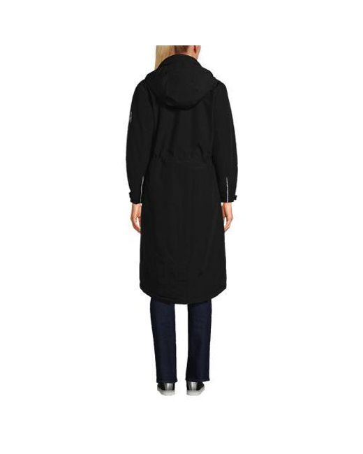 Lands' End Black Wasserdichter Isolierter Stadion-Kapuzenmantel Squall, Damen, Größe:32-34 Regular, Nylon, By
