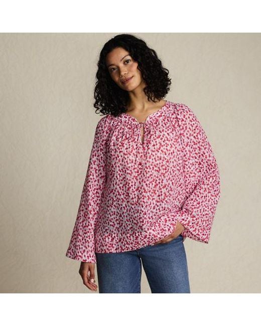 Lands' End Red Langarm-Bluse Aus Voile, Damen, Größe:32-34 Regular, Baumwoll-Mischung/Viskose-Mischung, By