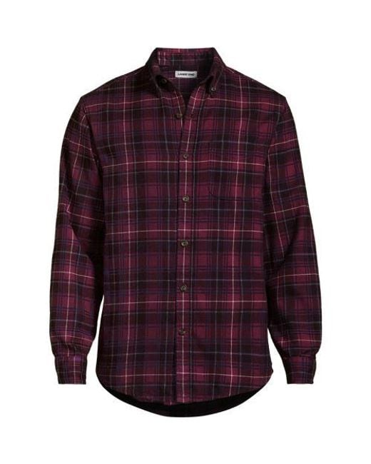 Lands' End Flanellhemd Flagship, Classic Fit, Herren, Größe:44-46 Regular, Baumwolle/Baumwoll-Mischung/Polyester-Mischung, By in Purple für Herren