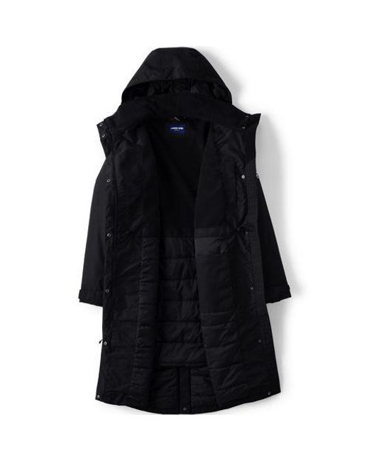 Lands' End Black Wasserdichter Isolierter Stadion-Kapuzenmantel Squall, Damen, Größe:32-34 Regular, Nylon, By