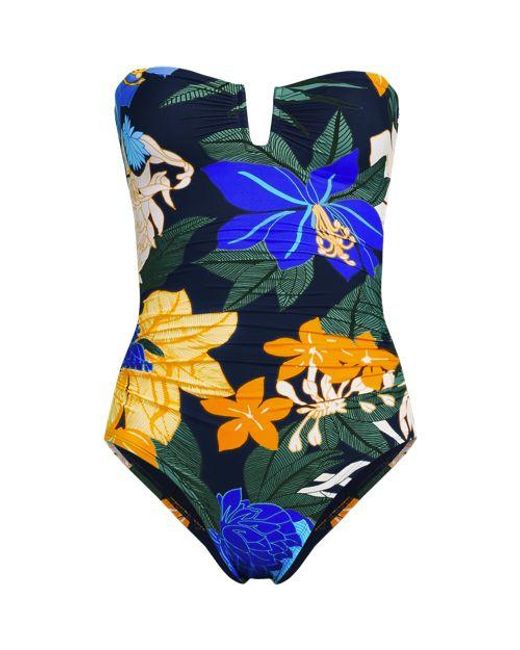 Lands' End Blue Bandeau-Badeanzug Slender, Damen, Größe Regular, Elasthan/Nylon-Mischung, By