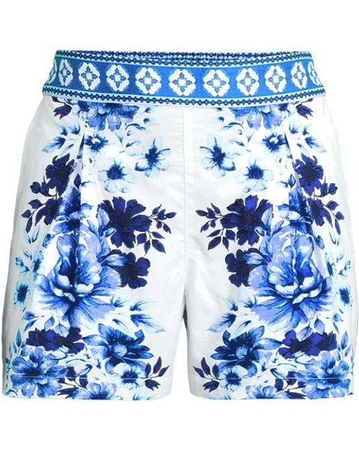 Lands' End Blue Bundfalten-Shorts Aus Baumwoll-Popeline, Damen, Größe:32-34 Regular, Baumwolle, By