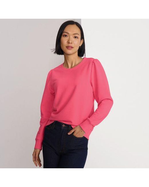 Lands' End Pink Sweatshirt SERIOUS SWEATS mit Puffärmeln
