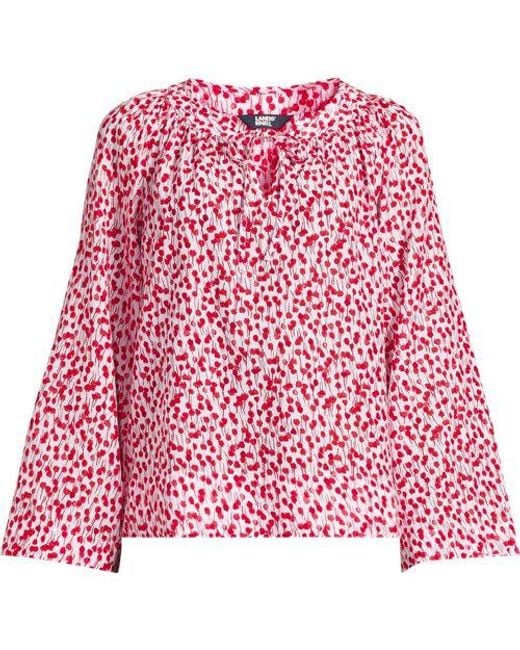 Lands' End Red Langarm-Bluse Aus Voile, Damen, Größe:32-34 Regular, Baumwoll-Mischung/Viskose-Mischung, By